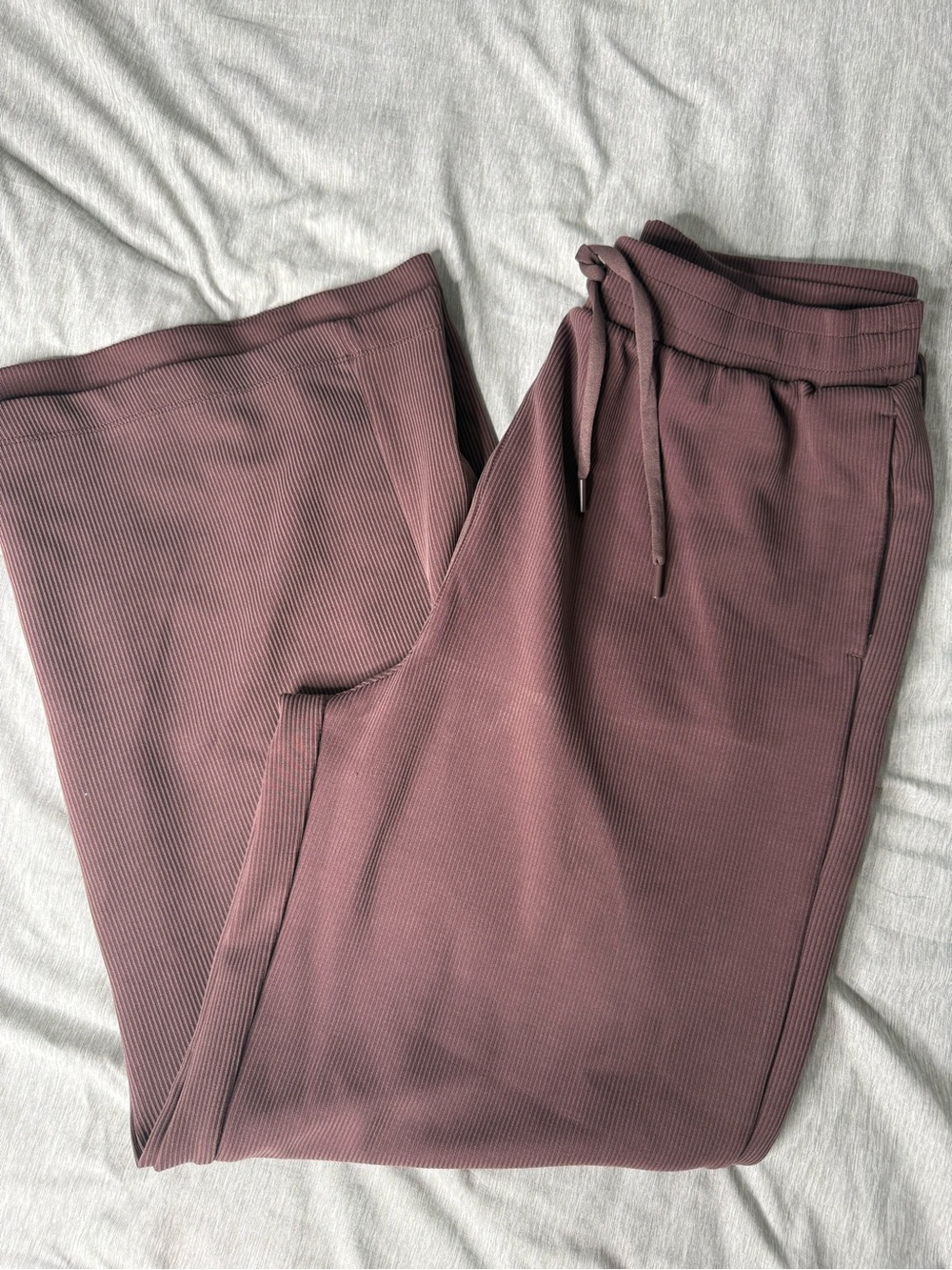 Womens All In Motion Ribbed Wide Leg Drawstring Pants - Brown